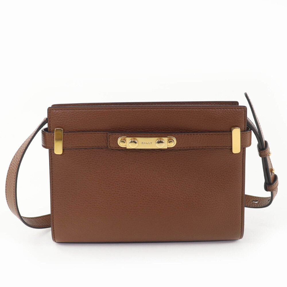BALLY Carriage Shoulder Bag, 2-way leather handbag/shoulder bag, brown with g...